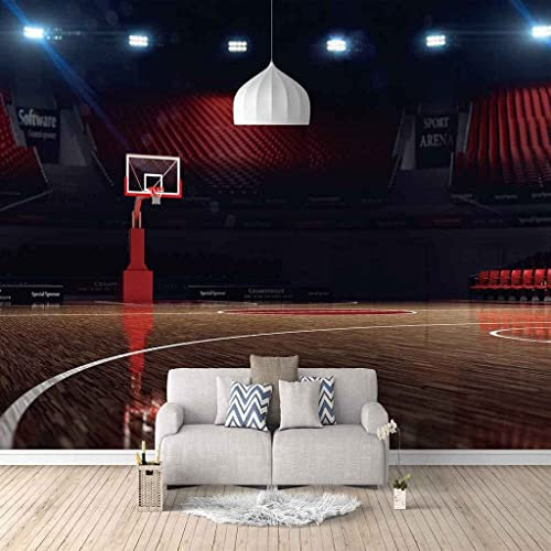 Custom 3D Photo Wallpaper Basketball Court Mural Photo Large Poster Living Room Bedroom Tv Background Wall Home Decoration Peel and Stick Children's Room Wall Art 140(W) x70(H) cm