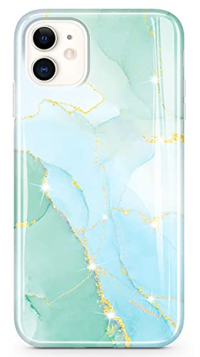 JIAXIUFEN Handyhülle iPhone 11 Hülle TPU Silikon Weiche Schlank Schutzhülle Handytasche Gummi Dünn Flexibel Case Handy Hülle für iPhone 11 6.1 Zoll - Marmor Light Green