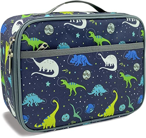 Kulle Dinosaur Planet Lunch Box for Girls & Boys,Insulated Reusable Toddler Lunch Bag for Daycare, School, Picnic or Travel,Washable and Reusable Boy Lunch Box