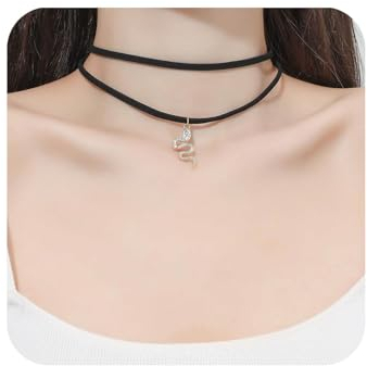 Yienate Geschichtet Schwarzer Samt Choker Halskette Vintage Gold Schlange Anhänger Halskette Gothic Geschichtet Serpent Choker Gestapelt Medusa Halskette Aussage Tier Halskette Schmuck Für Frauen