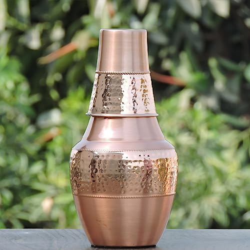 Pure Copper Bed Side Carafe for Ayurveda Health Benefits - 1.4 Lt Capacity