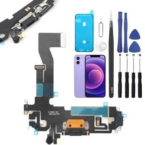 Ladeanschluss Ersatz für iPhone 12/12 Pro USB Dock Connector Flex Kabel Mikrofon Ersatz für iPhone 12/12 Pro mit Werkzeugen (15,5 cm)