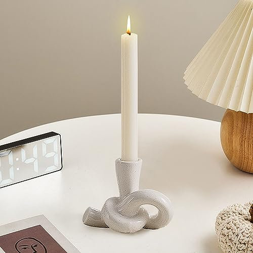 ACAREY Kerzenständer Kerzenhalter Keramisch Teelichthalter Moderne Abstrakte Kunst Deko Figure Kerzenhalter Dekorationen für Tischdeko, Hochzeit, Abendessen, Gartenparty, Kaminsims (Weiß)