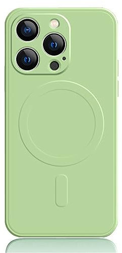 Mixroom - Custodia Cover per iPhone 15 PRO Max in TPU Silicone Morbido Compatibile con MagSafe Accessori con Cerchio Magnetico Integrato Verde Mela