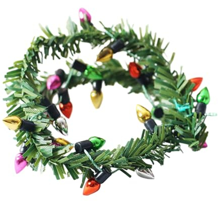 MagiDeal 1/12 Weihnachten Girlande Kranz Modell Wohnmöbel Puppenhaus Zubehör Weihnachtsbeleuchtung String