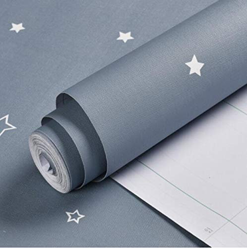 Papier peint bricolage étoile colorée décoration de chambre d'enfant autocollant PVC meubles papiers peints enfants peinture dessin animé étoiles (couleur : bleu gris, taille : 3 m x 60 cm)
