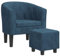vidaXL Fauteuil Cabriolet avec Repose-Pied, Chaise avec Accoudoirs, Canapé avec Dossier, Siège Rembourré Salon Chambre, Bleu Foncé Velours