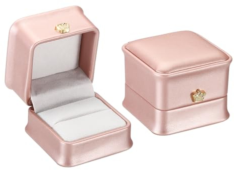 PATIKIL Velvet Ring Box, 2 Pack Wedding Ring Box Vintage Jewelry Holder for Engagement Proposal Ceremony Anniversary Style 4, Rose Gold