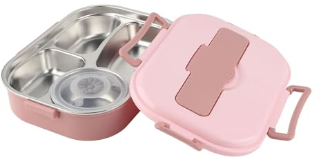 Stainless Steel Lunch Box, 4 Compartment Leak Proof Portable Meal Container with Insulated Sleeve for Work School Outdoor Travel, BPA Free Food Storage Container for Kids Adults