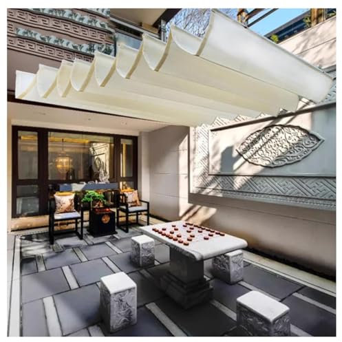Vele D'ombra A Onda Retrattile,Vela Ombreggiante Tenda da Sole,Pergola Retrattile per Esterni,Copertura Ombreggiante A Forma Di U Per La Tenda A Pergola Del Patio (Size : W1.6*L3m/W5.24*L9.84ft)