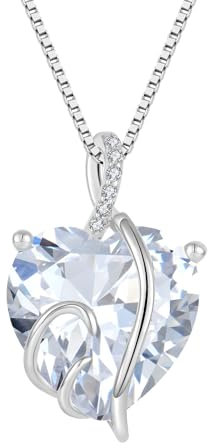 Starnny Herz Geburtsstein Kette Silber Damen 925 Infinity Unendlichkeit Halskette mit 5A Cubic Zirconia für Frauen Mutter Freundin Mama April Geburtsstein