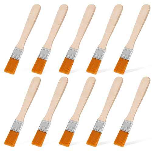 Molain 10pcs Paint Brush, 5mm Nylon Wool Board Brush Small Brush Set Children's Small Paint Brush for Walls, Touch Up, Cabinets, Fences, Painting Tool(1.5cm brush head)