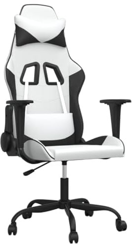 vidaXL Gaming Stuhl Racing Chefsessel Bürostuhl Drehstuhl Sportsitz Bürosessel Schreibtischstuhl Computerstuhl Weiß Schwarz Kunstleder