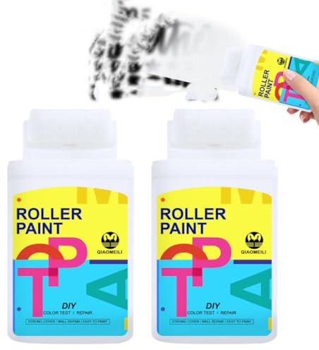 HIULLEN 2 Stück Wand Reparatur Rollbürste mit Wandreparaturpaste,Wandfarbe Ausbessern Weiß 100ml, Wandreparatur Rollbürste,Spachtelmasse Weiß für Reparieren von Fleckenflecken Füllung Graffiti Kratzer