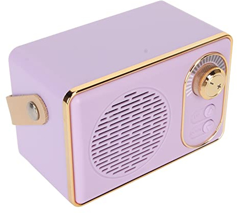 VBESTLIFE Retro Bluetooth Speaker, Mini Wireless Radio Vintage Speaker with Powerful 5W Speaker, Indoor Outdoor Portable Small Speaker Support USB, TF Card, AUX Playback (Purple)