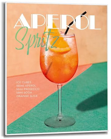 REINDERS Gerahmtes Bild, Aperol Time, Küche, Poster, Wanddeko, Room Decor, MDF, Orange, 50x40cm