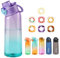 Metyniete Air Flasche | 900ML Trinkflasche Mit 7 Geschmack Pods BPA-frei Tritan Wasserflasche für Sport (Purple Blue+7 flavour pods)