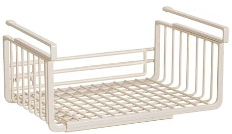 Gzsekken Under Shelf Storage Basket,Hanging Under Shelf Adjustable Under Cabinet Shelf,Metal Wire Storage Basket Under Cupboard Storage Rack for Kitchen, Office, Pantry, Bathroom(Silver Grey)