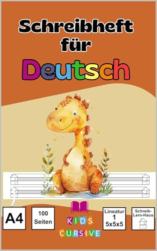 Schreibheft für Deutsch 1 A4: Schulheft für die 1./2. Klasse | 100 Seiten | DIN A4 | Lineatur 1 (5x5x5 mm) | Als Deutschheft, Lernheft oder Notizbuch für die Grundschule und zum Lernen (Ab 6 Jahren)