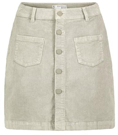 Eight 2 Nine Damen Cord Mini-Rock LETN-085 Cordrock mit sichtbarer Knopfleiste Light Beige S