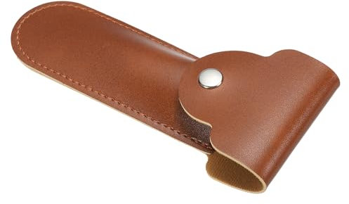 PATIKIL Leather Razor Protecting Cover 5.1 Inch, Double Edge Safety Razor Protecting Sheath Shaver Protective Case for Travel, Brown