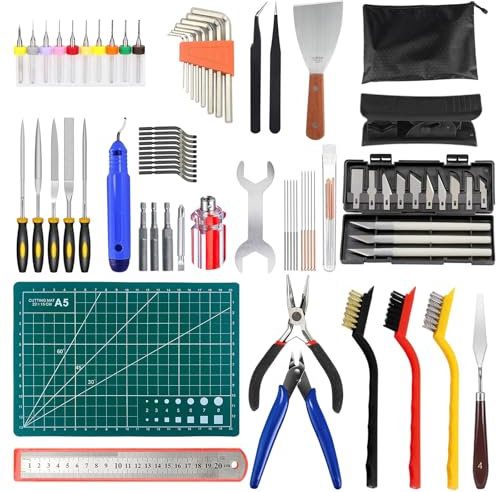 Kit d'outils pour Imprimante 3D, 75 PCS Accessoires pour Imprimante 3D avec Kit de Nettoyage de Buse, des Outils d'ébavurage et de Démontage, pour le Retrait, le Nettoyage, la Finition du Modèle