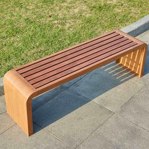 Gartenbank, Gartenbank Metall, Holzbank Outdoor, Balkonbank, Gartenbank Holz 3 Sitzer, Gartenbank Ohne Armlehne, Bank aus Holzimitat, for Rasen, Hof, Veranda, Arbeitseingang(Brown,180cm/71in)