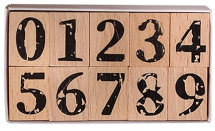 FSSTUD 10 Stück 0–9 Zahlen-Gummistempel-Set, Holznummernstempel, große Vintage-Zahlenstempel, Bastelnummer, Tinte, Stempel, Handwerk, Holz, Gummistempel für Scrapbooking, Kartenherstellung