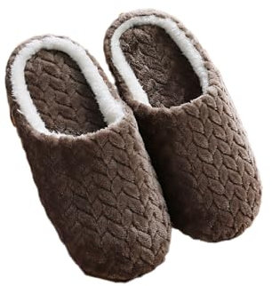 Generisch Hausschuhe Damen aus Memory-Schaum Weiche Pantoffeln für Drinnen Memory Foam Gemütlich Lammfell Flache Warme Hausschuhe Gr.36-45 Angebote Angebote Des Tages Heute Braun 40