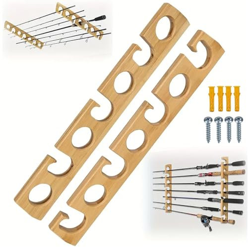 1 Paar Rutenständer Rutenhalter Wandhalterung,Wand- Oder Deckenmontage,Horizontale Angelrutenhalter Aufbewahrung Von 7 Ruten,Rod Rack Angelzubehör für Wand Garage Boot
