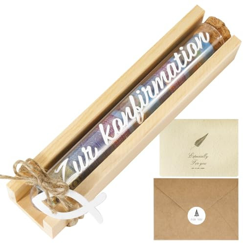 BOFUNX Zur Konfirmation Geldgeschenke Holz Konfirmation Geldgeschenke Verpackung Konfirmation Geschenk mit Umschlägen für Konfirmation Mädchen und Jungen