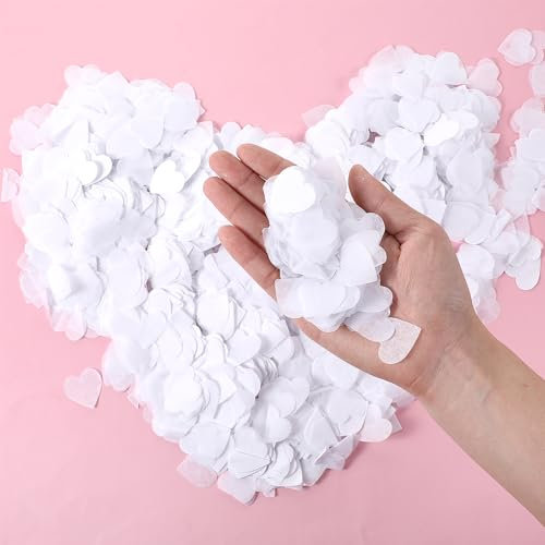 Oruola 8000 Stück Konfetti Weiß,Konfetti Hochzeit Weiß,Konfettis Biologisch Abbaubar,Hochzeitskonfetti für Jahrestag,Geburtstag,Abschlussfeier,Hochzeit,Brautparty und Babyparty Dekorationen