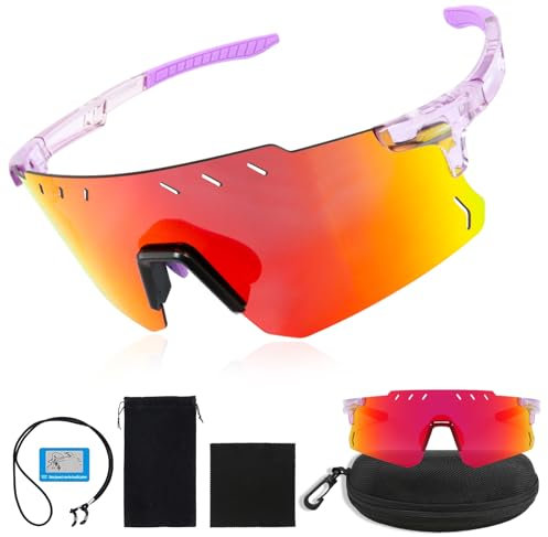 Fractoluxe Schnelle Brille Herren Damen, Fahrradbrille UV400 Polarisiert Sportbrille Winddicht Radbrille Laufbrille für Radfahren Ski MTB Golf Fahrrad Radfahren Laufen Outdoor Aktivitäten Orange