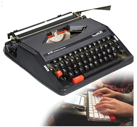 Technische Schreibmaschine, Schreibmaschine, manuelle Schreibmaschine, tragbare Schreibmaschine, tragbare bedienung, schwarz