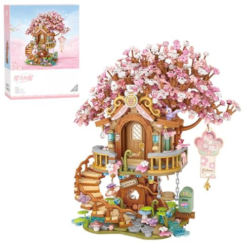 KeKeDuo Sakura Baum Bausteine Bausatz, 1149+ Klemmbausteine Modular Japanische Kirschblütenbaum Modellbausatz, Micro Bricks Konstruktionsspielzeug Nicht Kompatibel mit Großen Marken