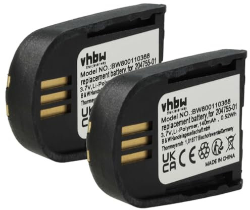 vhbw 2X Akku kompatibel mit Microsoft Lync 2010 Wireless Headset Kopfhörer (140 mAh, 3,7 V, Li-Polymer)