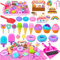 StarryTiger Eisdiele Kinetic Sand Set, Zaubersand Sensorisch Sandspielzeug, Magic Sand Koffer mit 1000g, Sensorik Magic Sand Set, Kinetic Sand Set Mädchen, für 3 4 5 6 7 8 9 10 Kinder Geschenk