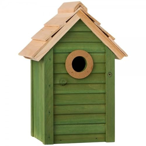 IB Laursen [A] Vogelhaus grün m/naturfarbigem Dach Loch Ø:32 mm, Reinigungsklappe auf der Seite B: 18 H: 26 T: 12