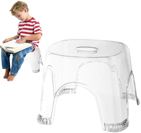 dewdat Klarer Duschhocker | Wasserdichter, Rutschfester, transparenter Hocker - Durchsichtiger Hocker für Badezimmer, kleine Duschräume, Eckbank, durchsichtiger Sitz, Badehocker