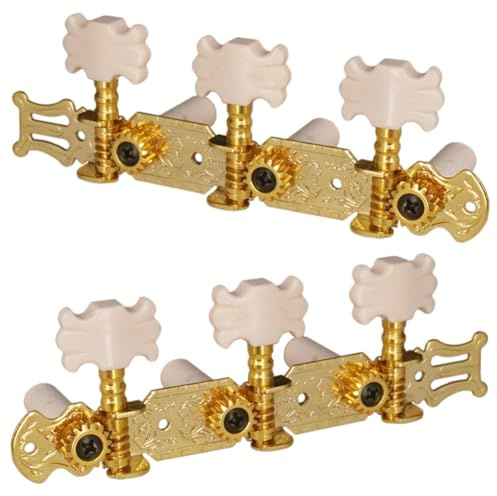 Qusedwey Classical Guitar Tuning Pegs 1 Pair Gold Machine Heads Tuners Keys Left+ Right Professional Metal Guitar Knob Parts