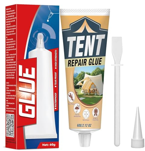 Tent Repair Glue, Flexible Tent Seam Sealer, Tent Sealant Adhesive for Seam Sealing, Tent Repair Kit for Tents, Tarps, Sleeping Pads, Outdoor Gear, Waterproof Glue Perfect for Camping and Hiking
