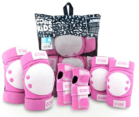 CORE Junior Dreifach-Pad-Set, Knieschoner, Ellenbogenschützer, Handgelenkschoner, 6-in-1-Schutzausrüstungs-Set für Kinder, Jugendliche, Erwachsene, für Skateboarden, Roller, Radfahren, BMX, Skaten