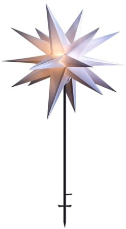 LED Dekostern Weihnachtsstern Stern mit 18 Zacken wetterfest, weiß 55cm mit Bodenständer für Weihnachten, Hochzeiten, Party, Dekoration, Geschenkidee, 230V 50Hz, LxBxH 55x55x120cm