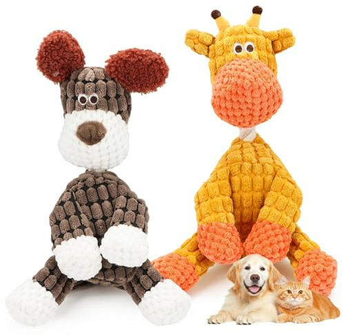 Ufdeoton 2 Stück Hundespielzeug Unzerstörbar 2025 New Spielzeug Hunde Dog Toys Hundespielzeug Quietschend Welpenspielzeug für Kleine Mittelgroße und Große Hunde