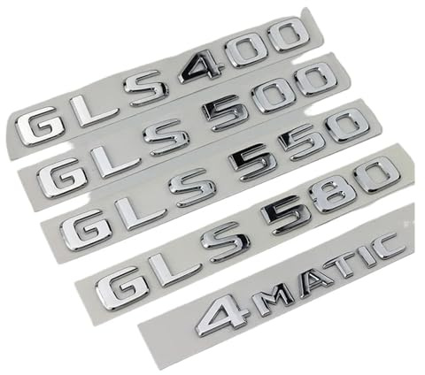 NLNKDTDPAK ABS 3D Chrom Buchstaben for Auto Emblem Logo Aufkleber Fit for Mercedes Benz GLS 63 AMG 400 450 500 550 580 X167 X166 Zubehör(GLS 580)
