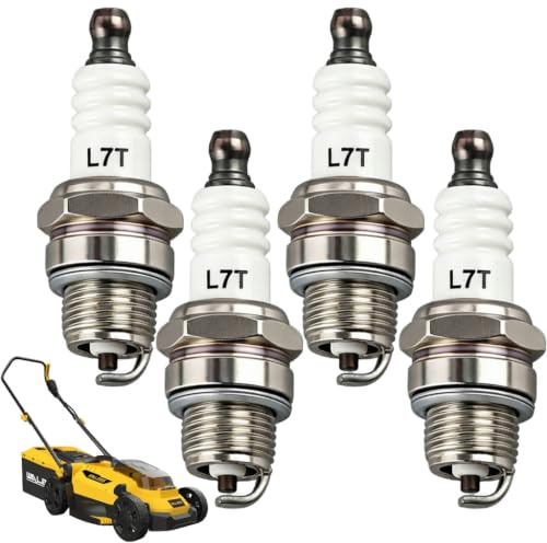 4 Pack L7T Spark Plug Replacement for NGK BPMR7A Champion CJ8 RCJ6Y RCJ7Y | 2 Stroke Engine Lawnmower Spark Plugs, for Stihl Husqvarna Chainsaws 2 Stroke Engines Strimmer Lawn Mowers