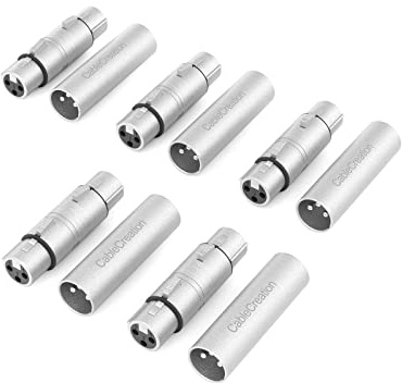 CableCreation [5-Pair XLR Female to Female & XLR Male to Male 3PIN Adapter Connector Compatible Microphone,Mixer,Silver