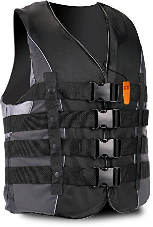 XGEAR Adult USCG Approved Life Jacket, Water Sports Life Vest (Black, L)