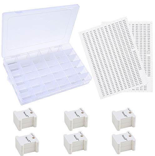 Peirich Stickgarn Organizer Box - 36 Fächer mit 120 Hartseiden-Spulen und 2 Stück 459 Farbnummer Aufkleber