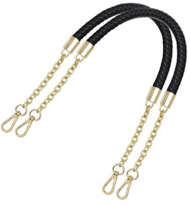besbomig 2 Stück Taschengurt Schultergurt Ersatz PU Taschengriff Geflochtene Handtasche Strap Tasche Kette 60cm, Schwarz